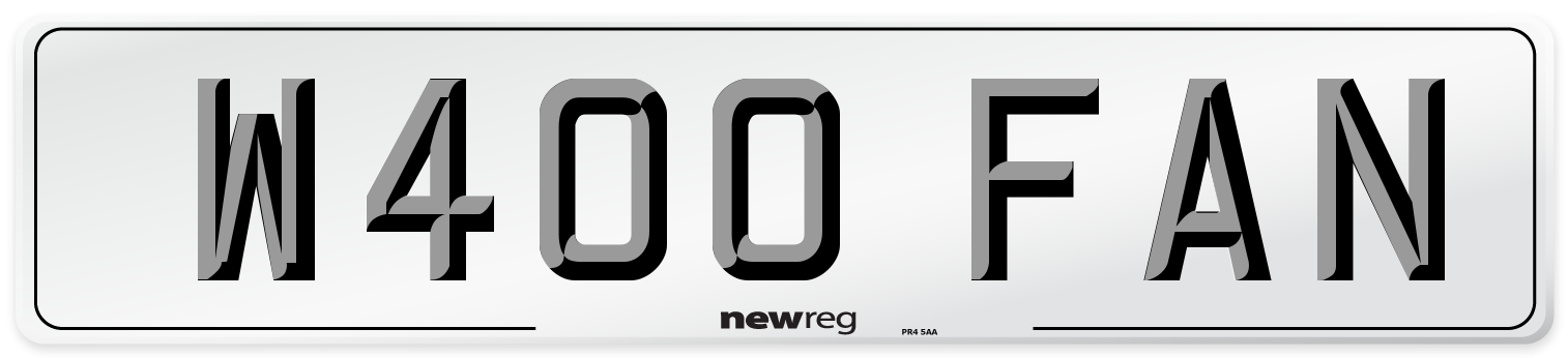 W400 FAN Number Plate from New Reg